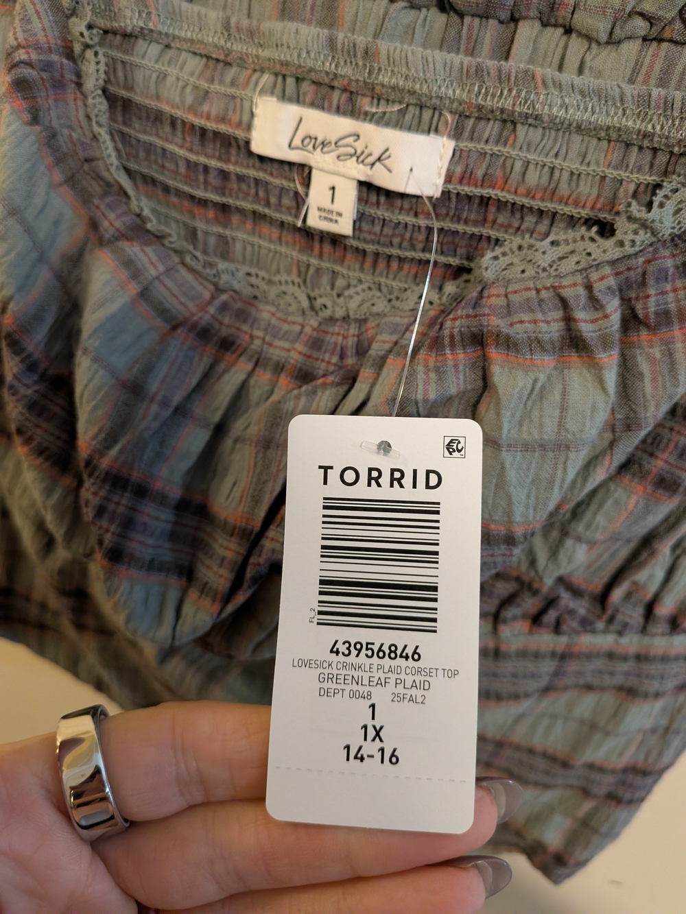 torrid Sage Plaid Smocked Two-Piece Set - Picture 5 of 5